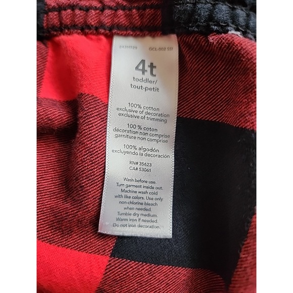 Carters Flannel Button Up Shirt Buffalo Plaid Red Black Toddler Boy 4T - Picture 6 of 7